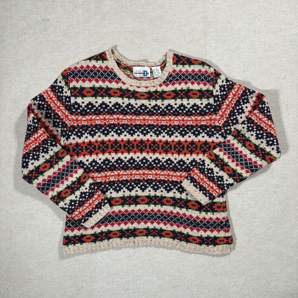 Paul Harris Design Women's Vintage Geometric Striped Knit Long Sweater Size Med